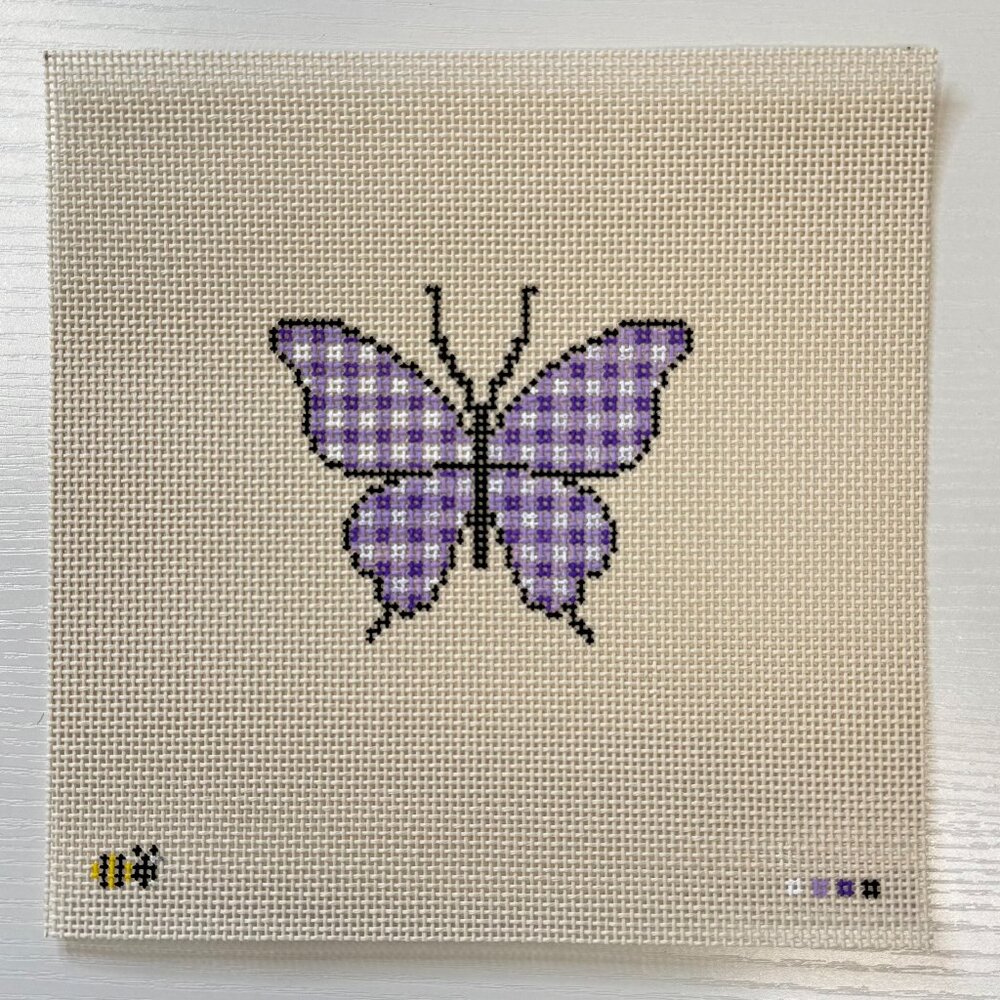 Gingham Butterfly Needlepoint Canvas